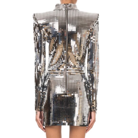BALMAIN MIRRORED MINI DRESS SIZE M/L US, 42 FR NEW - Picture 6 of 15